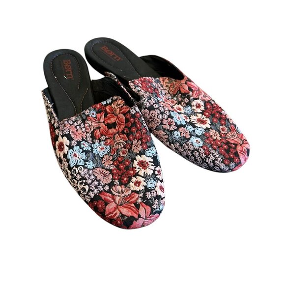 Born Ingah Backless Slides Mules Flats Tapestry Floral Comfort Size 10 Women's - Picture 1 of 10